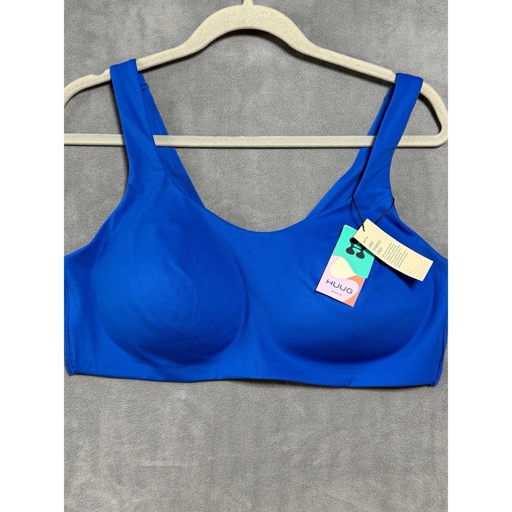 New HUUG XXL Double Plunge Wireless Bra Orient Blue NWT Comfort Stretch Colorful
